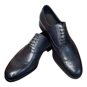 Hermes Hector Calf Brogue Derby Black Shoes Made In UK New Box